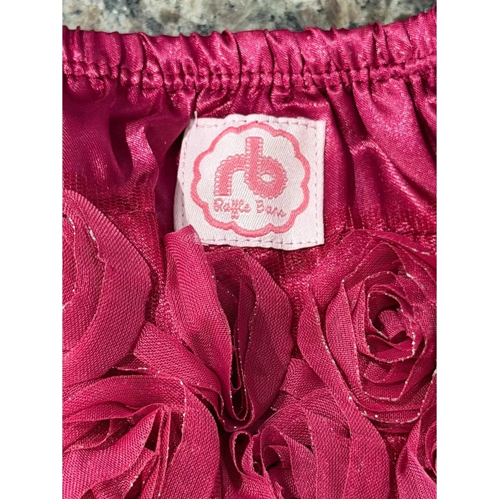 Ruffle‎ Butts Baby Girls Pink Satin Rosette Diaper Cover Bloomers Magenta Floral